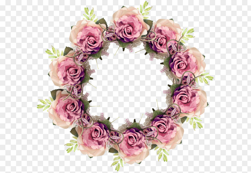 Garden Roses Wreath Pink Flower PNG
