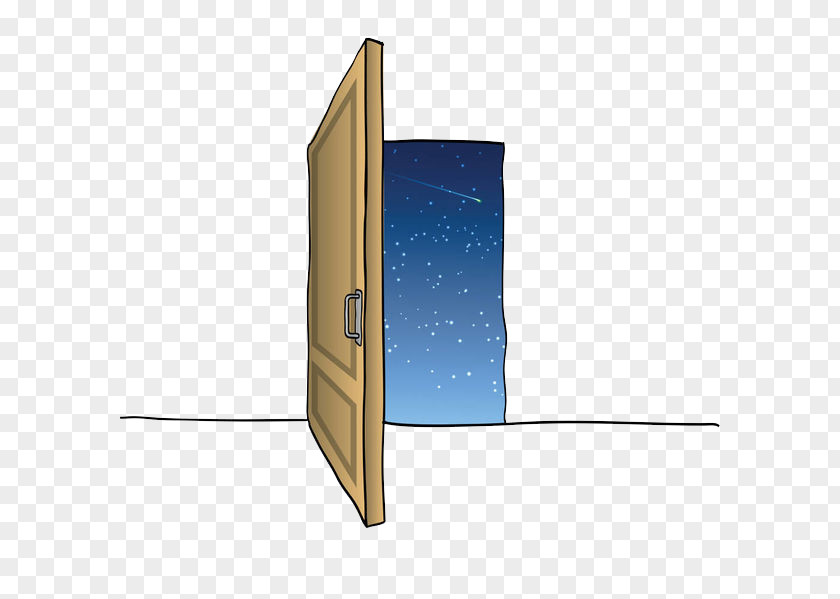 Starry Sky Outside The Door Drawing Cartoon Illustration PNG