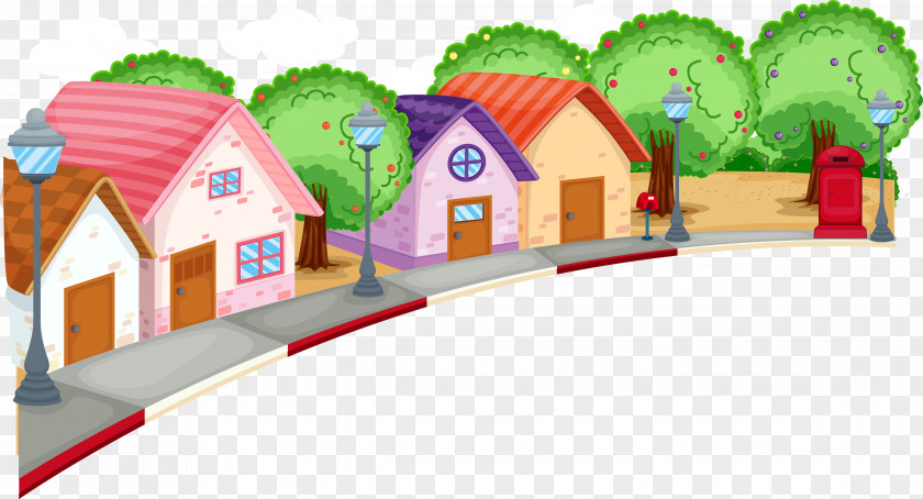 Cartoon House Neighbourhood Stock Illustration PNG