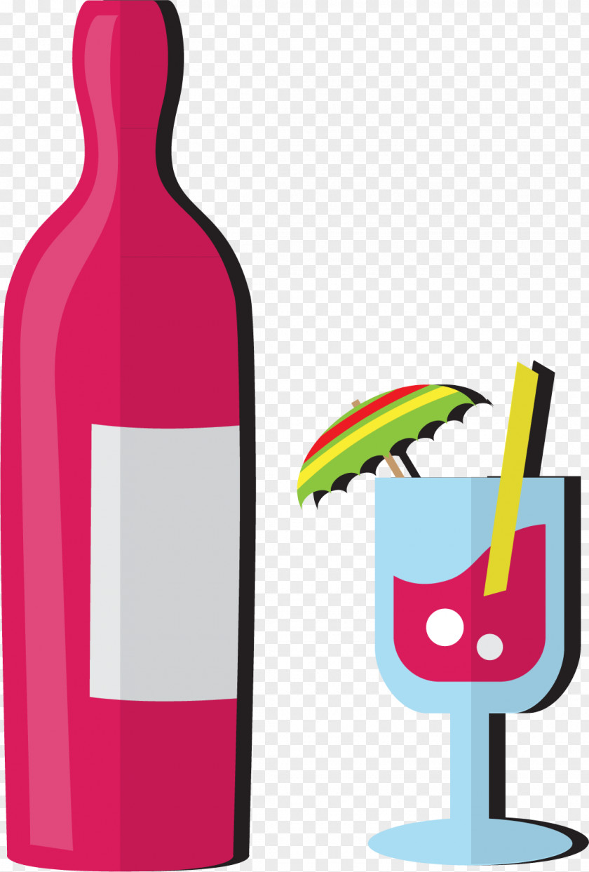 Cartoon Red Wine With Glass PNG