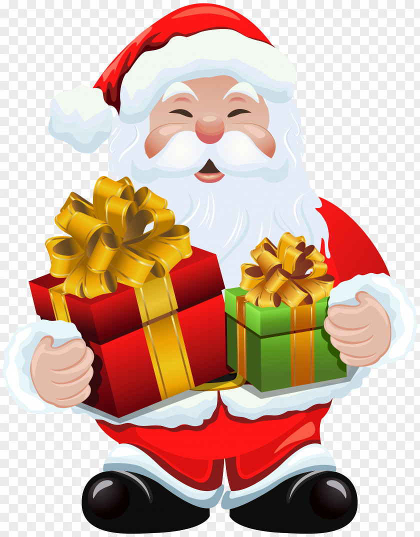 Santa Claus With Gifts Clipart Image Gift Christmas Clip Art PNG