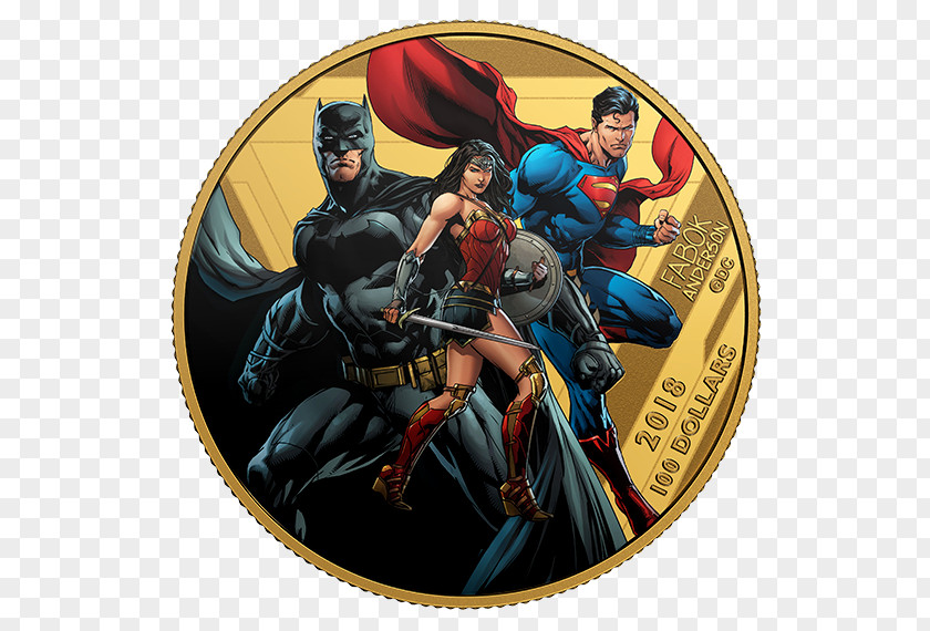 Woman Superman Cyborg Batman Canada Coin PNG