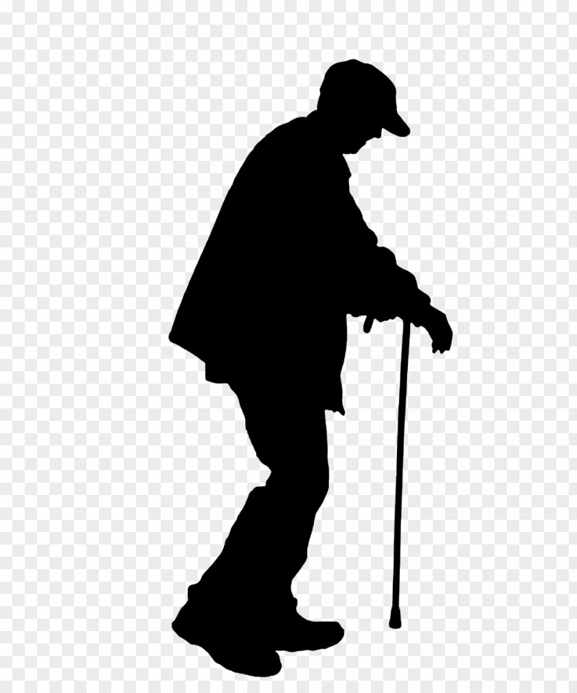 Crutches Elderly Stroke Sleeve Silhouette Old Age Illustration PNG
