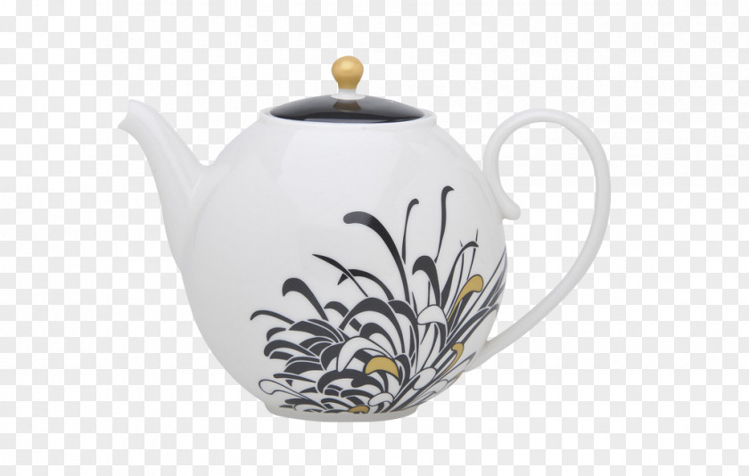 Chinese Chrysanthemum Stamped Teapot Earl Grey Tea Kettle Porcelain PNG