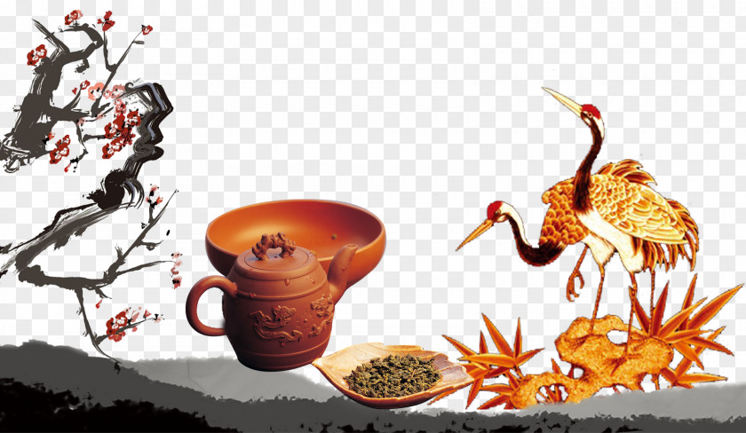 Chinese Tea Culture Background Material Horse Road Green PNG