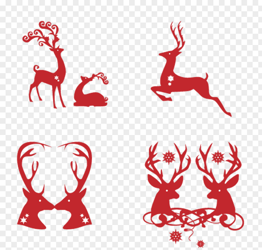 Christmas Elements Deer Silhouette Painted Template And Holiday Season Card PNG