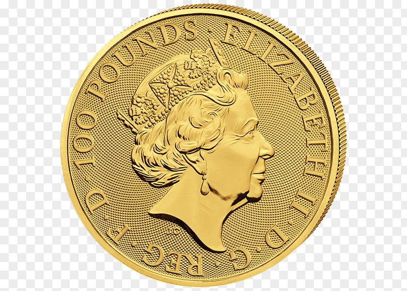 Coin Royal Mint Britannia The Queen's Beasts Gold Bullion PNG