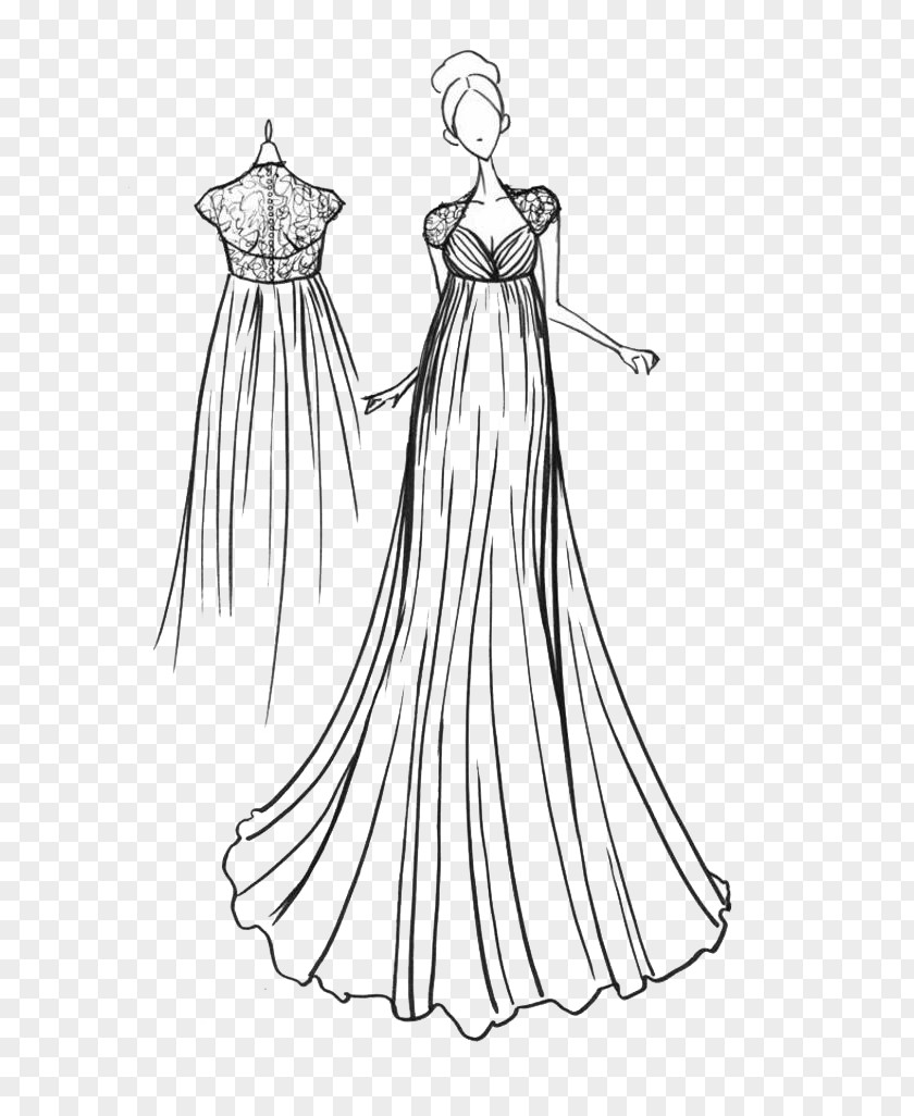 Small Fresh Hand-painted Dress Gown Clothing Formal Wear Fashion Sketch PNG