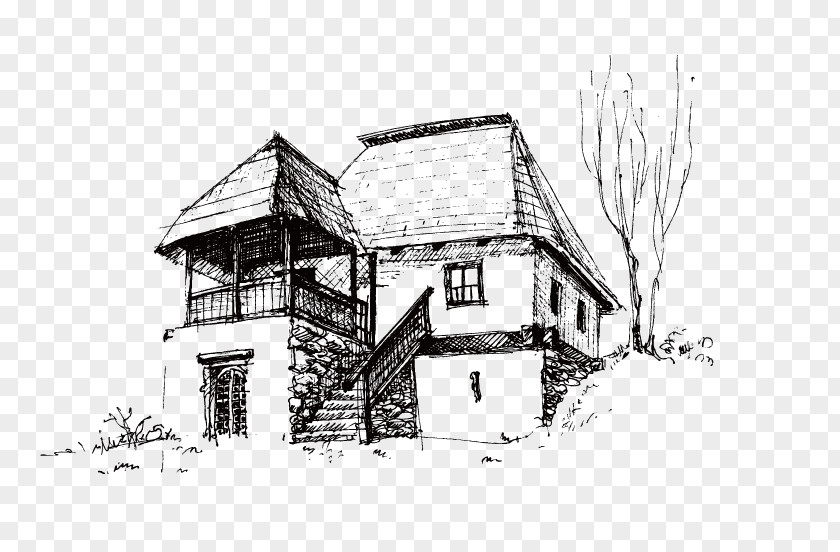 Vector Buildings House Drawing Sketch PNG