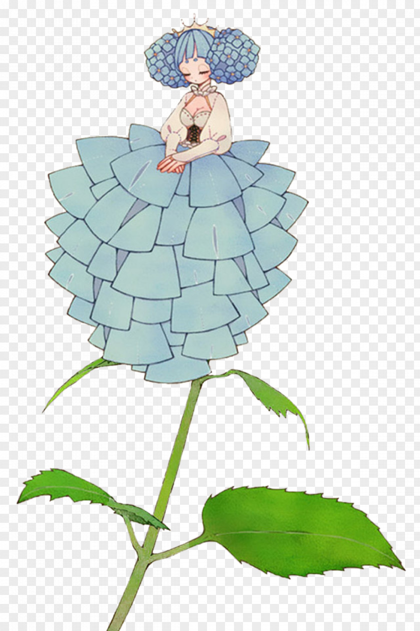 Fashionable Woman Flower Illustration PNG