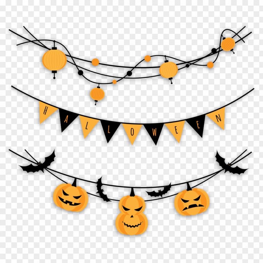 Pumpkin Pull Flag Halloween Party Garland Clip Art PNG