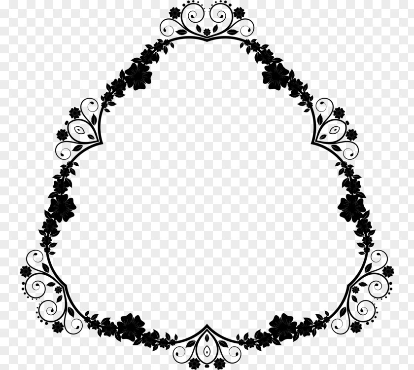 Oval Body Jewelry Black And White Flower PNG