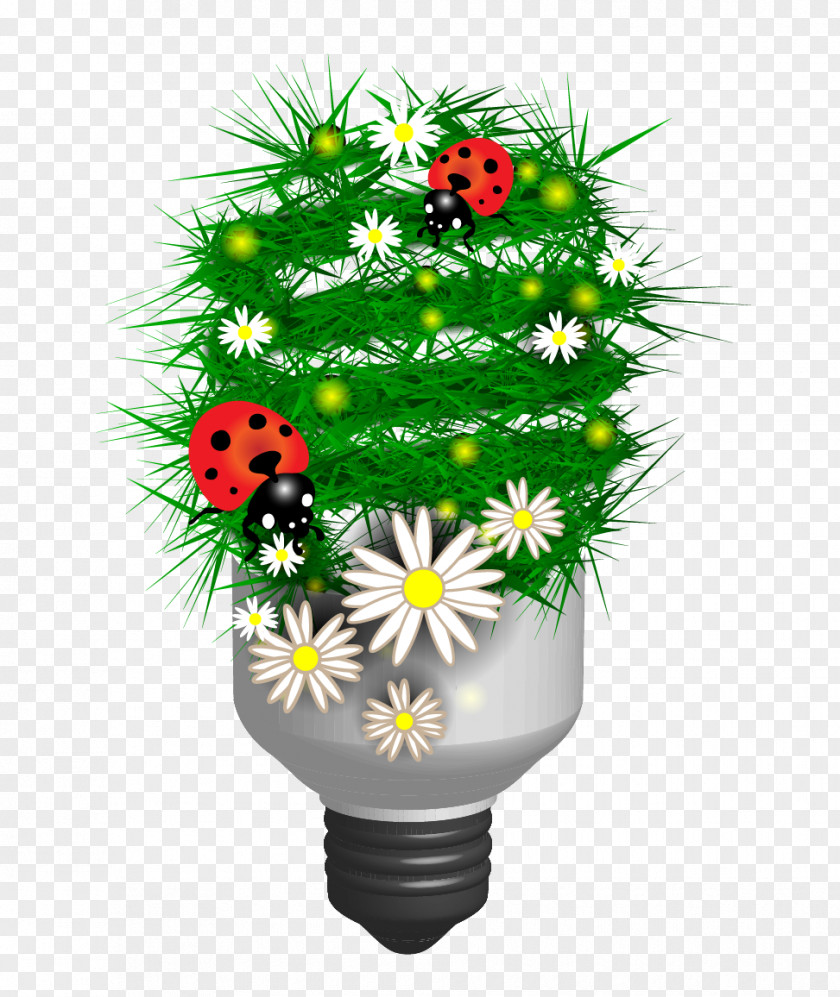 Creative Green Light Bulb Ecology Euclidean Vector PNG