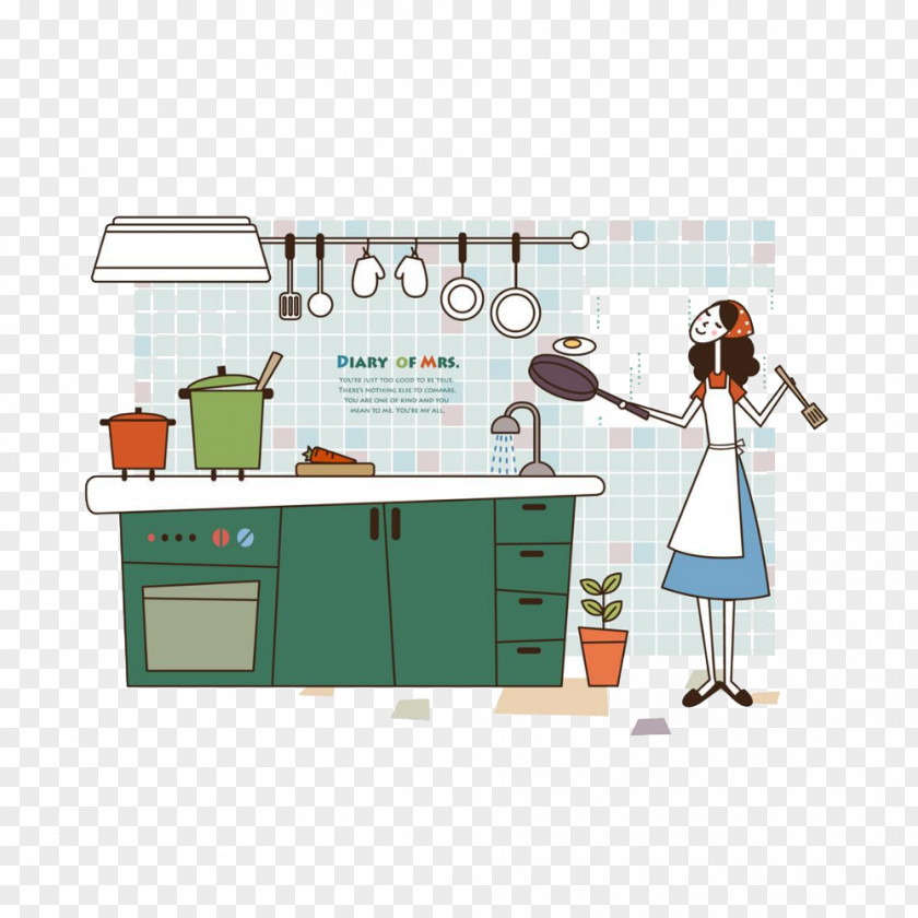 Housewife Vector Graphics Cartoon Cooking Kitchen PNG