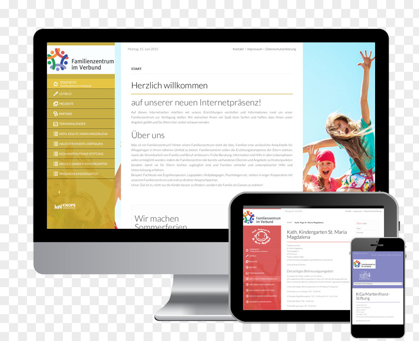 Kolpingsfamilie Ismaning Knops WebService Kindergarten Arnold-Janssen Web Page Digital Journalism Display Advertising PNG
