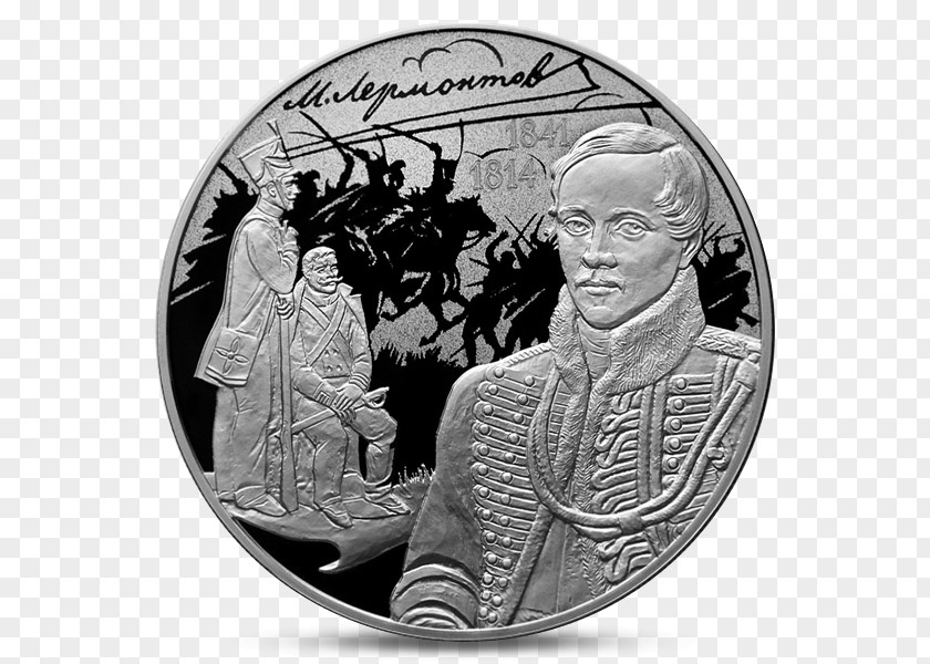 Coin Mikhail Lermontov Bullion 3 рублі Writer PNG