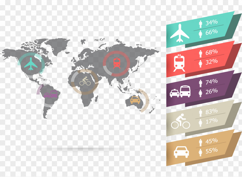 Travel Way To Statistics World Map Globe PNG