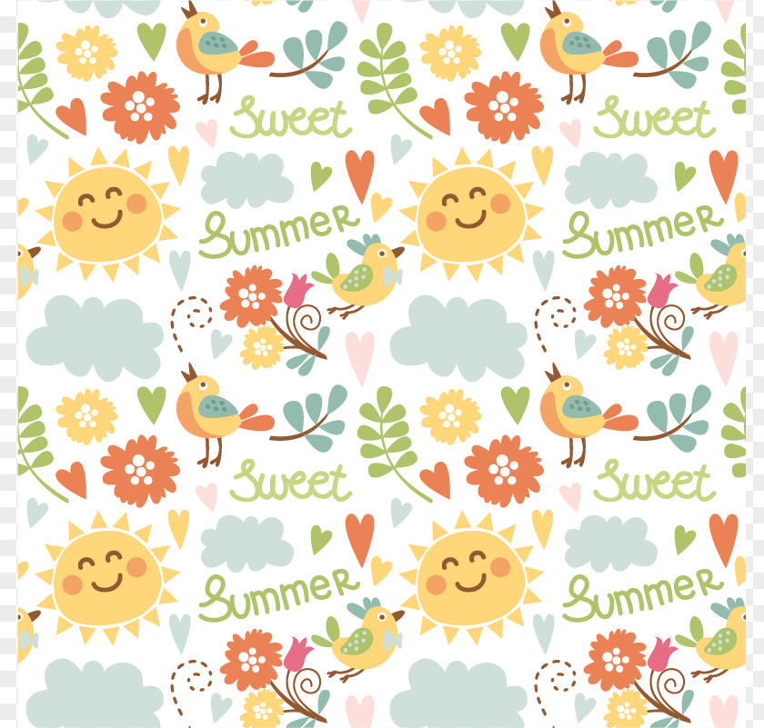 Cartoon Seamless Background Vector Summer Element Euclidean PNG