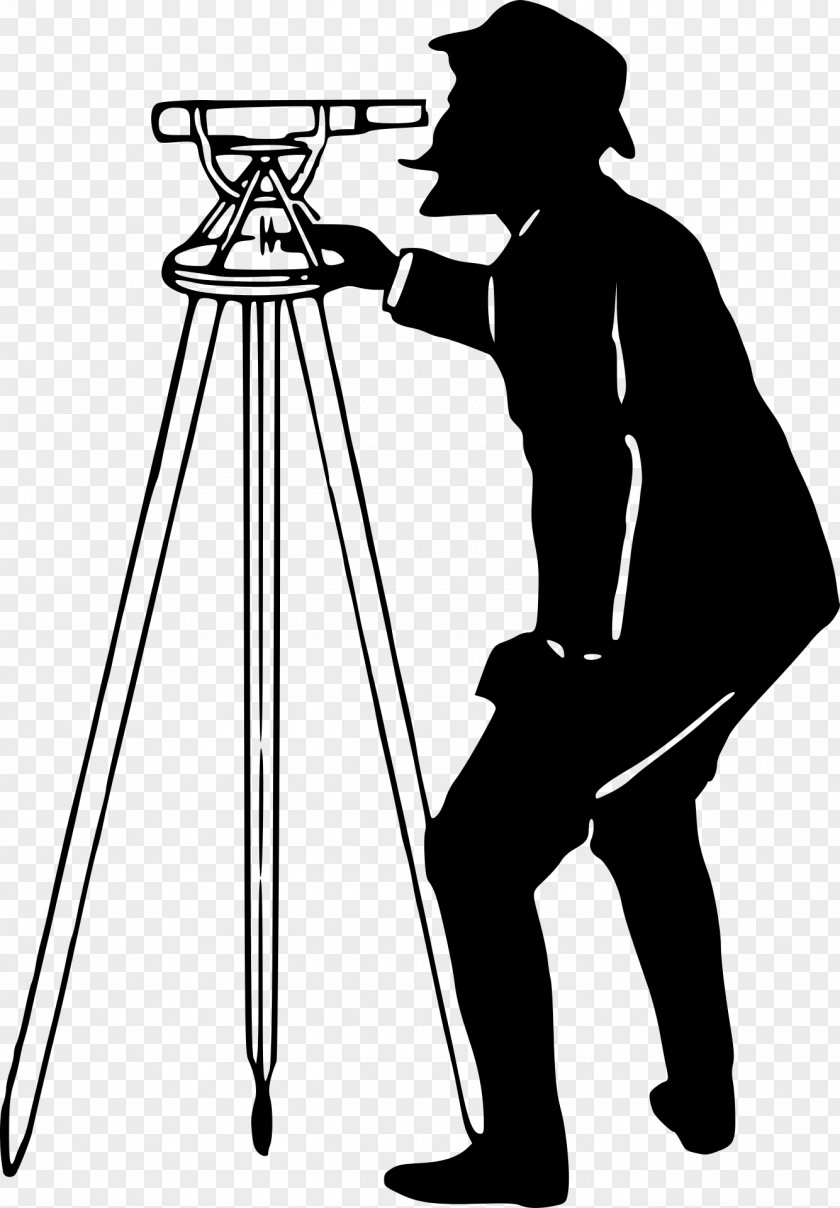 Man Silhouette Surveyor Theodolite Clip Art PNG