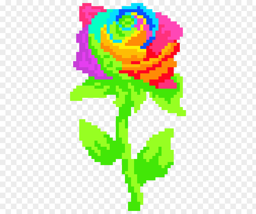 Rainbow Flowers Bead Pixel Art Cross-stitch Pattern PNG