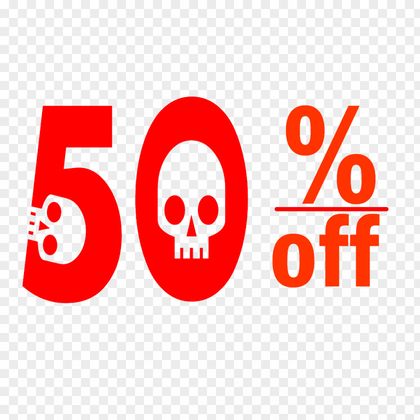 Halloween 50% Discount Tag. PNG