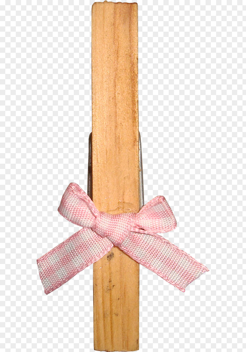 Wooden Bow Clip Pink PNG