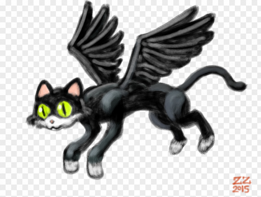 Cat Winged Drawing Kitten Image PNG