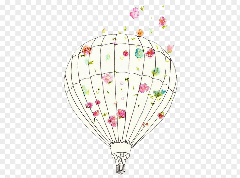 Hot Air Balloon Flight Illustration PNG