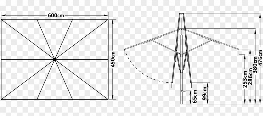 Table Umbrella Technical Drawing Triangle Diagram White PNG