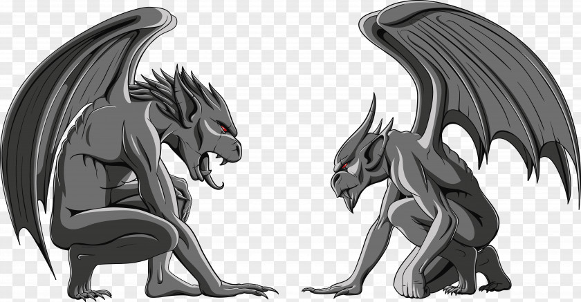 Vector Monster Gargoyle Black And White Gothic Architecture PNG