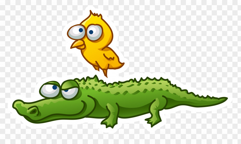Vector Crocodile Bird Material Cartoon Clip Art PNG