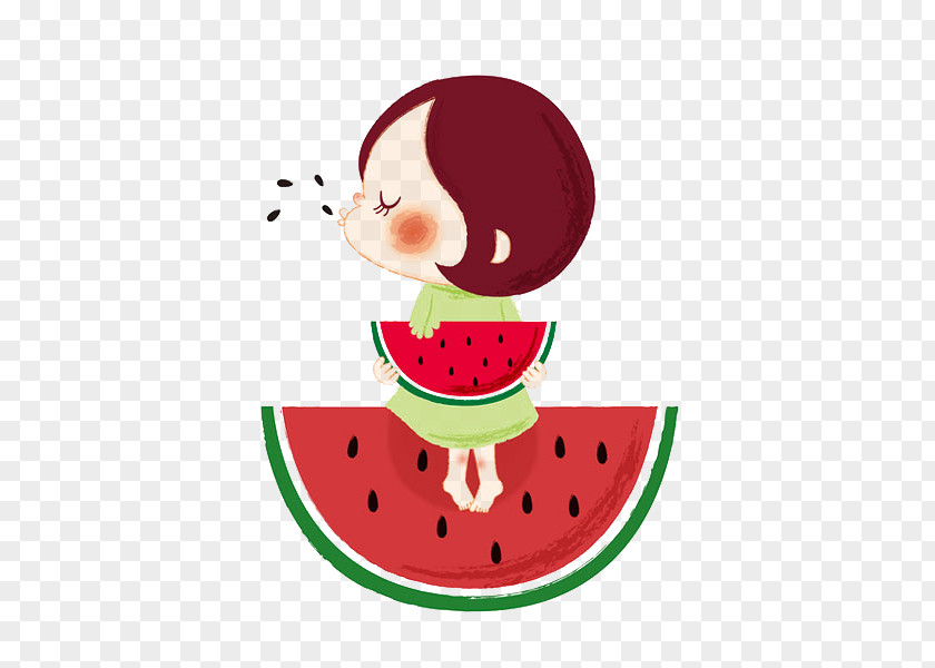 Watermelon Cartoon Character Eating Summer PNG