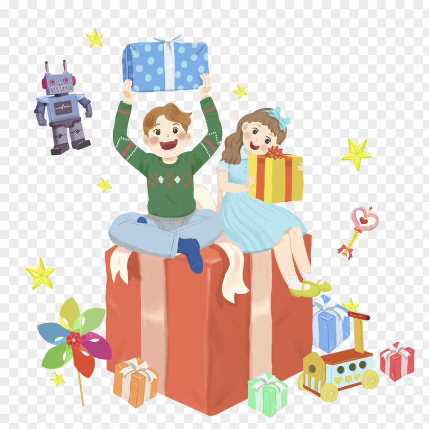 Happy Child Gift Clip Art PNG