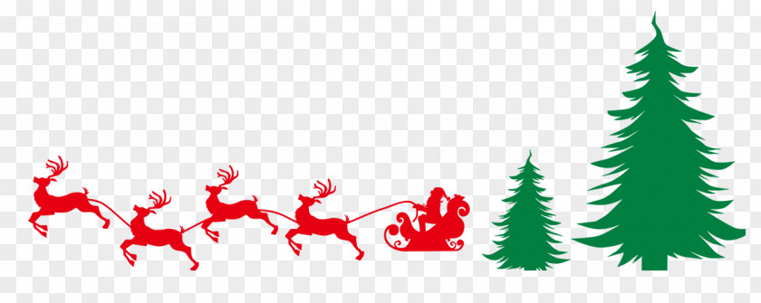 Christmas Tree Santa Claus Sleigh Silhouette Elk PNG tree santa claus sleigh silhouette elk clipart PNG