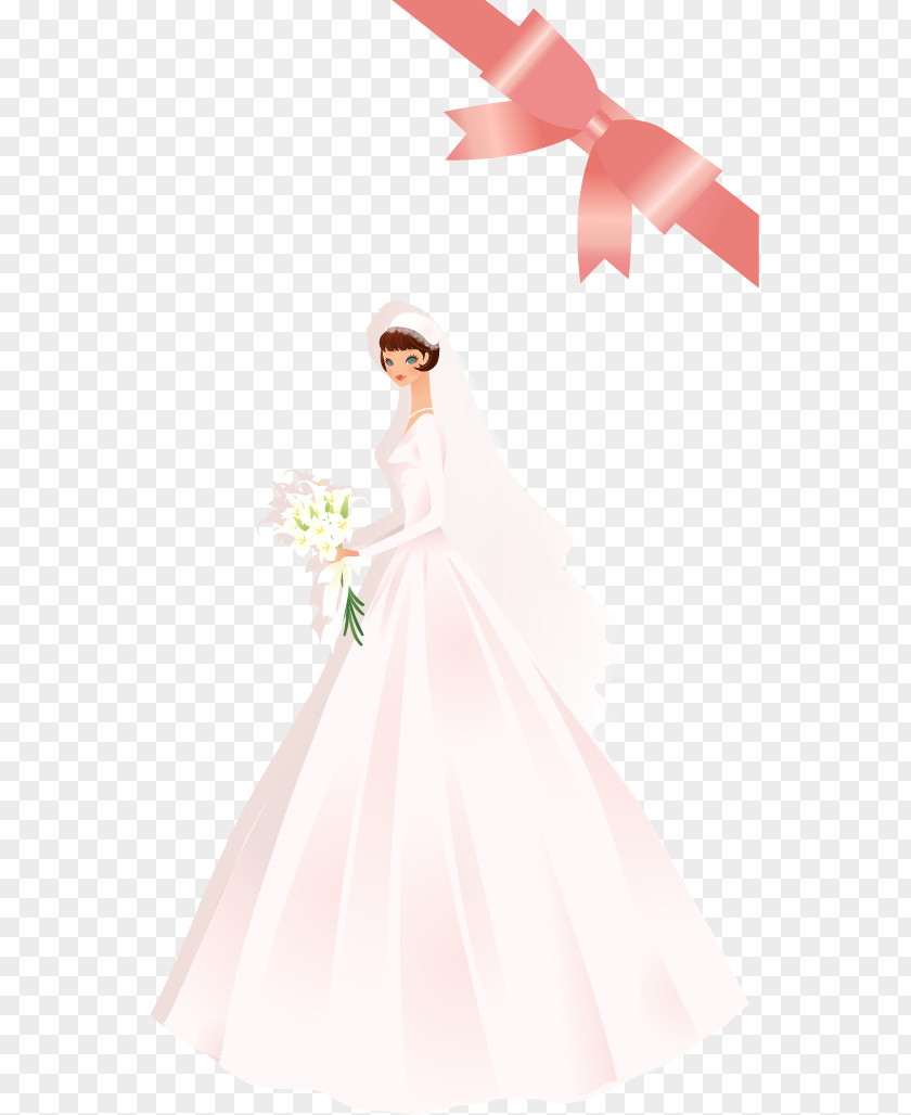 Flowers Butterfly Bride Married Yarn According To The Vector Material Wedding Dress PNG
