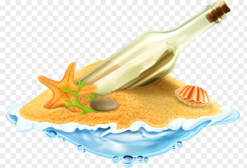 Cartoon Drift Bottle Sand Seashell Illustration PNG