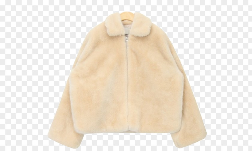 Fur Collar Coat Beige PNG