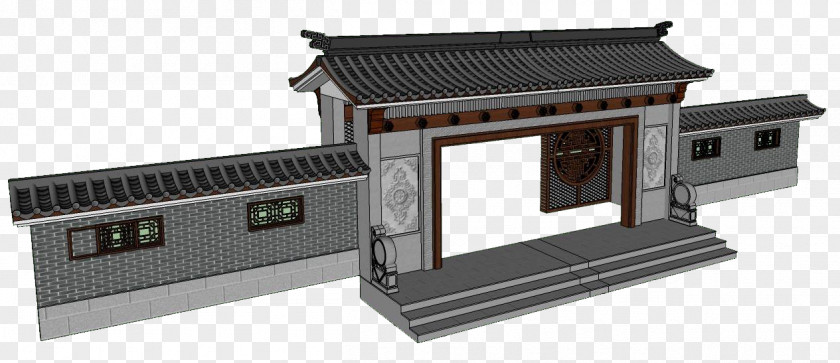 Traditional Chinese Courtyard Gate Roof Icon PNG