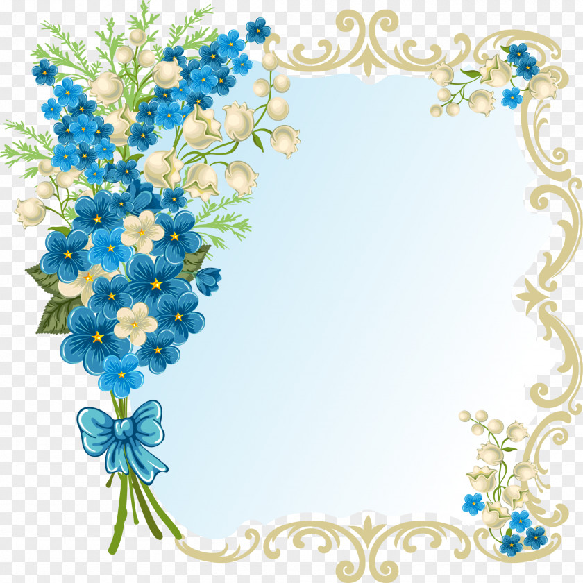 Blue Flower Frame PNG flower frame clipart PNG