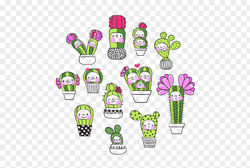 Cartoon Cactus Cactaceae Drawing Illustration PNG