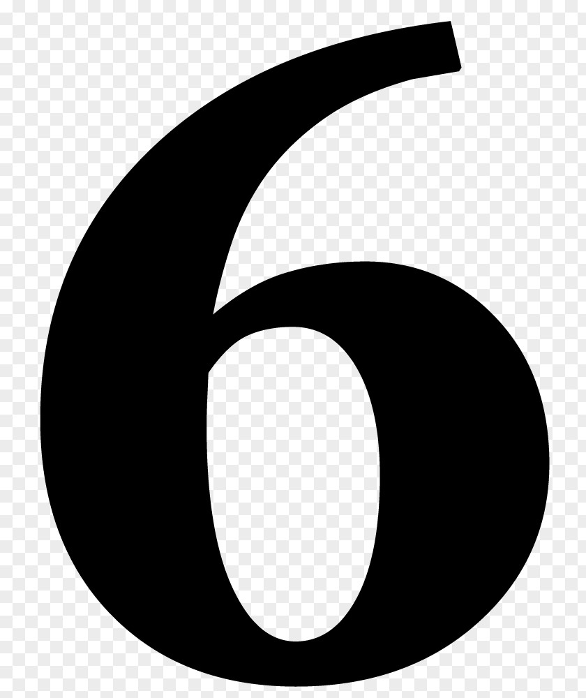 Number 6 Black And White Font PNG