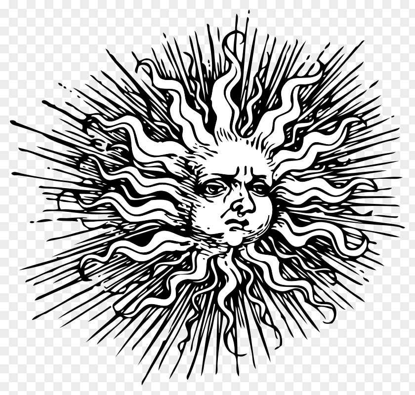 Black And White Sun Drawing Line Art Clip PNG