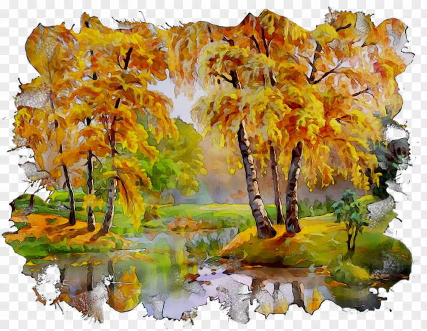Watercolor Painting Yellow Autumn PNG