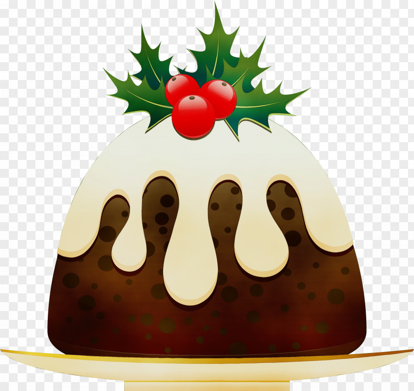 Chocolate Cake Christmas Watercolor PNG