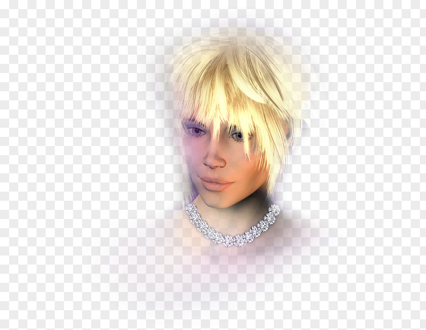 Blond Face Asymmetric Cut Bangs PNG