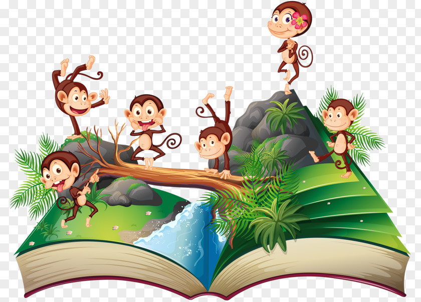 Monkey On The Books Pop-up Book Royalty-free Illustration PNG