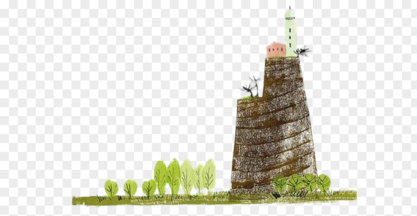 Simple Hand-painted Castle Painting Art Illustration PNG