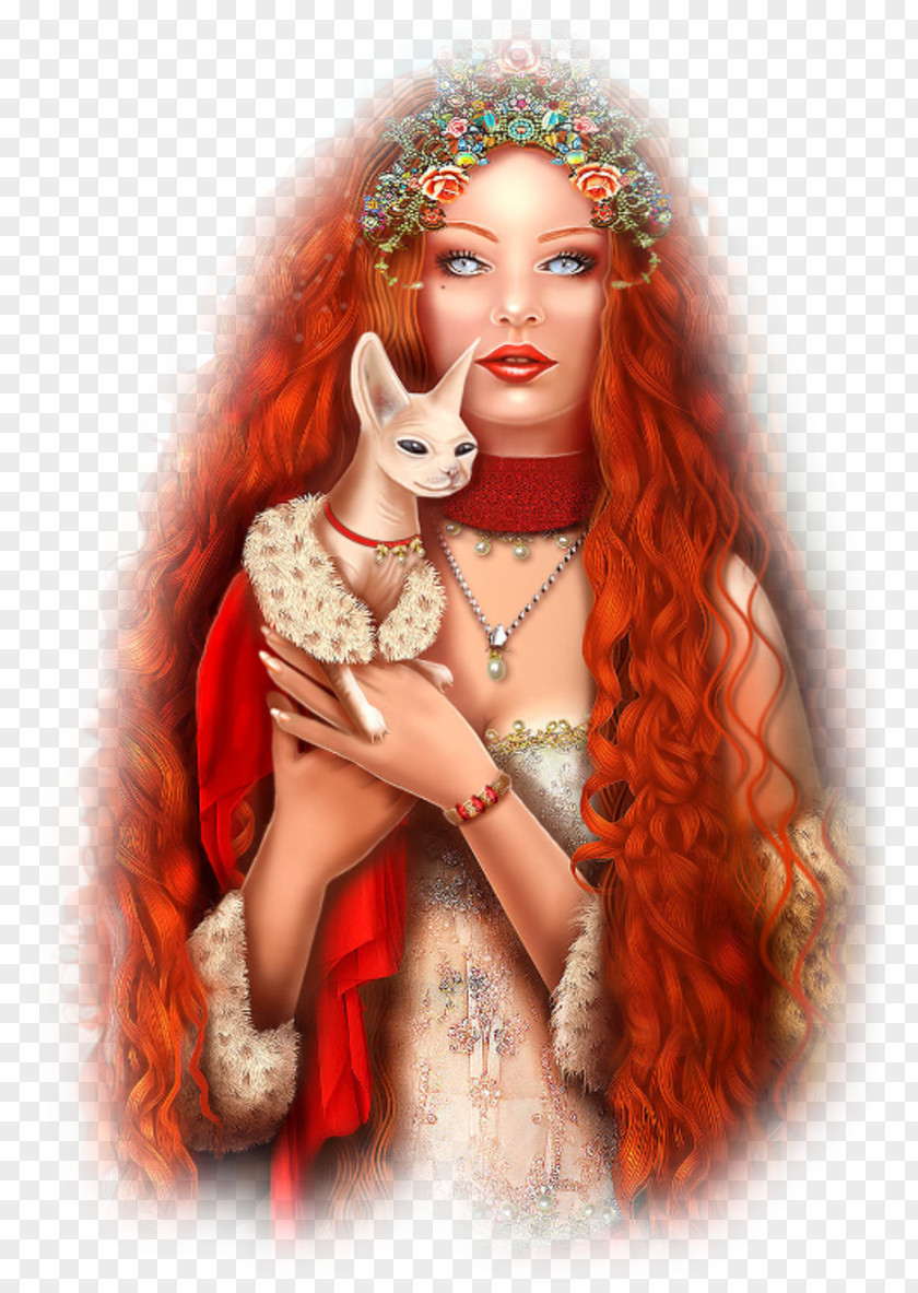 Wonderful Fantasy Red Hair Fantastic Art PNG