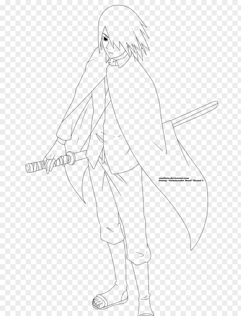 Drawing Sasuke Uchiha Finger Line Art Cartoon Sketch PNG