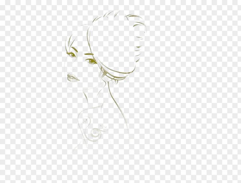 Elegant Woman With Feather Hat Eye White Line Art Sketch PNG